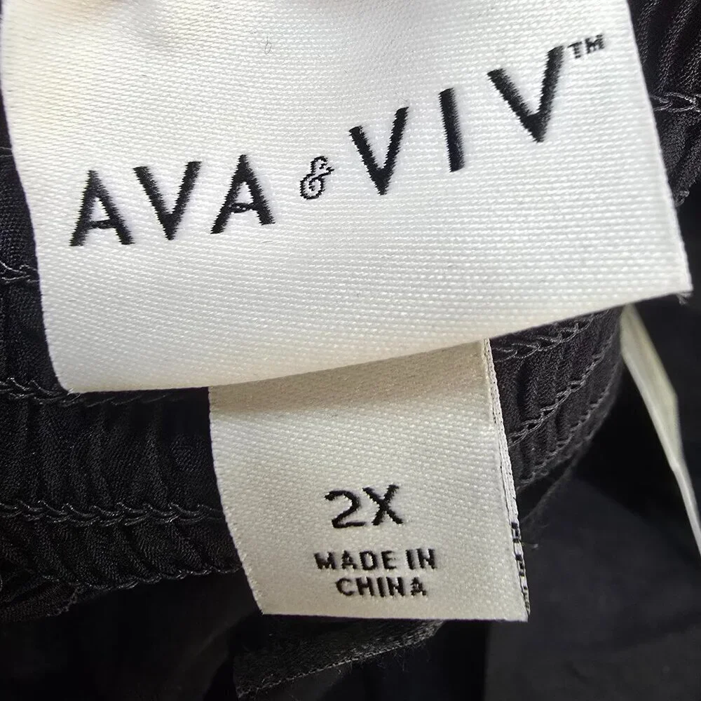 Women's Flutter Short Sleeve Maxi A-Line Dress - Ava & Viv - Black 2X - Picture 11 of 13